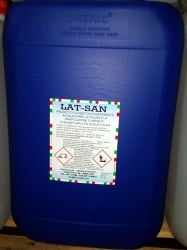 Sanitizing alkaline LATSAN for milking