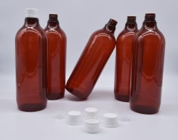 1000 ml amber bottle with PVC screw cap (20 pcs)