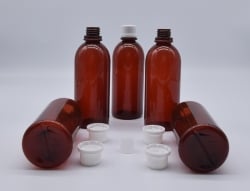 250 ml PVC amber bottle with screw cap (74 pcs)