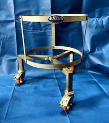 Stainless steel trolley for transporting 100 liter drums